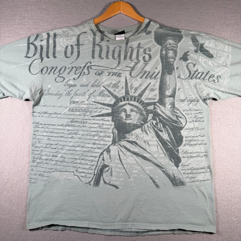 Liquid Blue Mens Statue of Liberty Bill of Rights All Over Print‎ T-Shirt 2XL